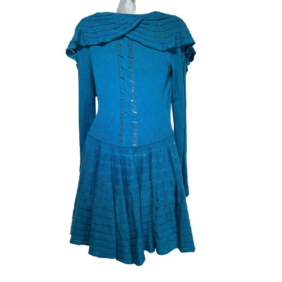 Anthropologie Leifnotes Womens S Ridged Cardigan Sweater Blue Long Sleeve Ruffle - Picture 4 of 7